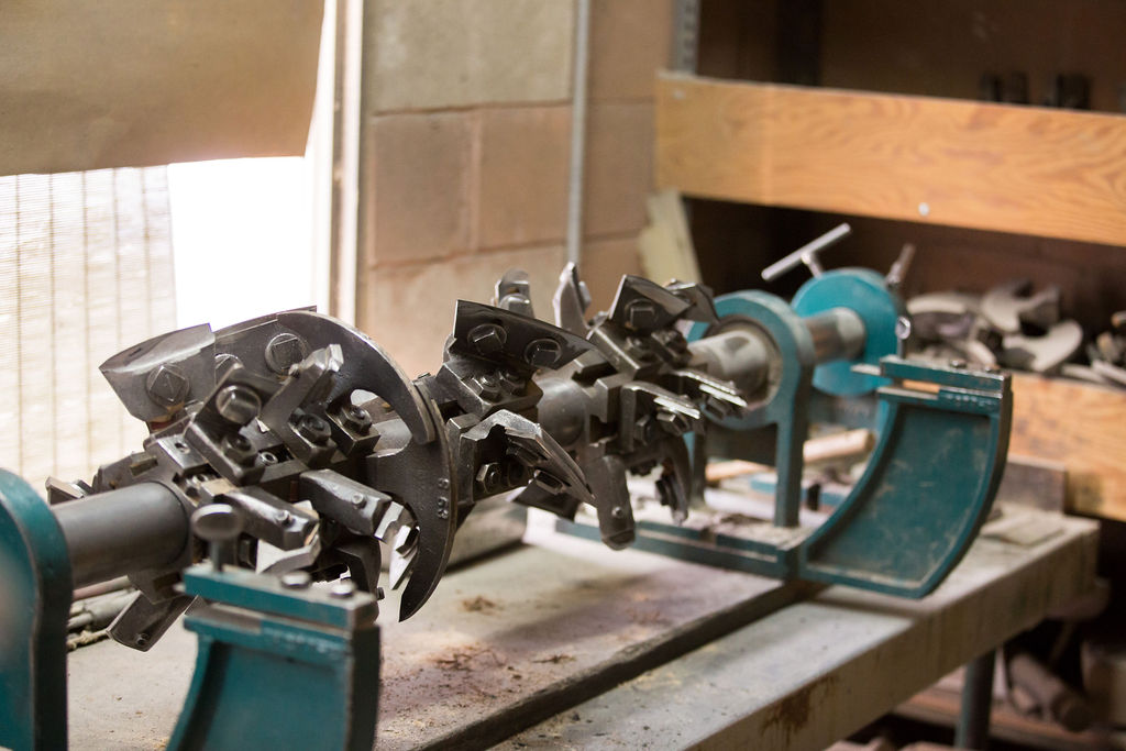 Profile knives made in-house for the lathes