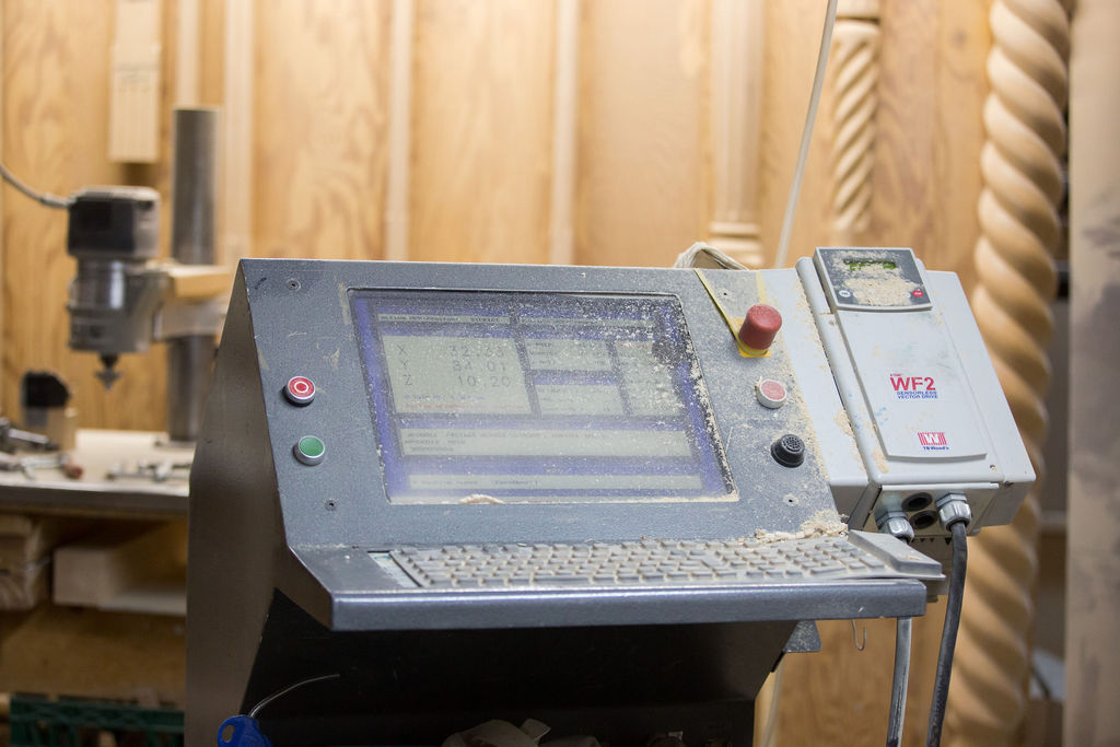 The control panel of a CNC lathe